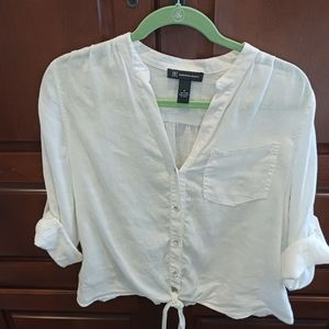 Inc white linen blouse